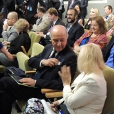 Laurent Fabius (ex COP21 President, ex 1er Ministre of France t a press conference